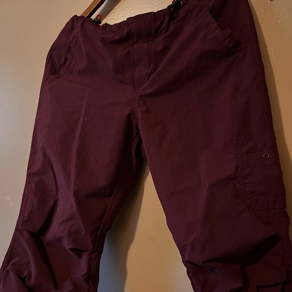 Vintage express maroon burgundy cargo Velcro pants size medium waist 28 in - Picture 7 of 15